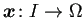 $ \bm{x}\colon I\to\Omega$