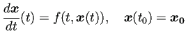 $\displaystyle \frac{\D\bm{x}}{\D t}(t)=f(t,\bm{x}(t)),\quad \bm{x}(t_0)=\bm{x_0}$