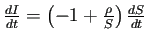 $ \frac{\D I}{\D t}=\left(-1+\frac{\rho}{S}\right)\frac{\D
S}{\D t}$