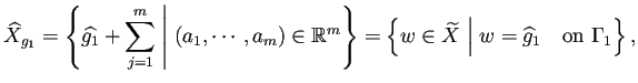 $\displaystyle \widehat{X}_{g_1}=\left\{\widehat{g_1}+\sum_{j=1}^m\relmiddle\ver...
...\widetilde{X}\relmiddle\vert w=\widehat{g}_1\quad\text{on $\Gamma_1$}\right\},
$