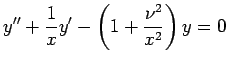 $\displaystyle y''+\frac{1}{x}y'-\left(1+\frac{\nu^2}{x^2}\right)y=0
$