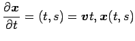 $\displaystyle \frac{\rd \Vector{x}}{\rd t}=(t,s)=\Vector{v}{t,\Vector{x}(t,s)}
$