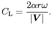 $\displaystyle C_{\text{L}}=\frac{2\alpha r\omega}{\left\vert\Vector{V}\right\vert}.
$