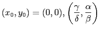 $ (x_0,y_0)=(0,0),\left(\dfrac{\gamma}{\delta},
\dfrac{\alpha}{\beta}\right)$