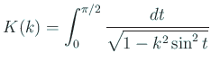 $\displaystyle K(k)=\int_{0}^{\pi/2}\frac{\D t}{\sqrt{1-k^2 \sin^2 t}}
$