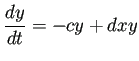 $\displaystyle \frac{\D y}{\D t}=-cy+dxy$