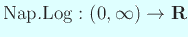 $ \mathrm{Nap.Log} \colon (0,\infty)\to\R$