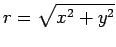 $\displaystyle r=\sqrt{x^2+y^2}
$