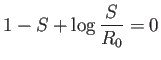 $\displaystyle 1-S+\log\frac{S}{R_0}=0
$