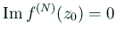 $ \MyIm f^{(N)}(z_0)=0$