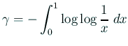 $\displaystyle \gamma=-\int_0^1\log\log\frac{1}{x}\;\D x$