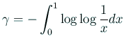 $\displaystyle \gamma=-\int_0^1 \log\log\frac{1}{x}\Dx
$