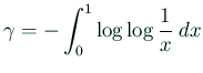 $\displaystyle \gamma=-\int_0^1\log\log\frac{1}{x}\;\D x$