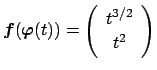 $ \Vector{f}(\Vector{\varphi}(t))=\twovector{t^{3/2}}{t^2}$
