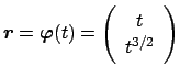 $ \Vector{r}=\Vector{\varphi}(t)=\left(\begin{array}{cc}
t \\ t^{3/2}\end{array}\right)$