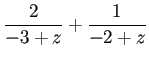 $\displaystyle f(z)=\frac{(z+2)(z^2-5z+6)+3z-7}{z^2-5z+6}
=z+2+\frac{3z-7}{(z-2)(z-3)}.
$