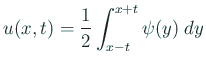 $ u(x,t)=\dsp\frac{1}{2}\int_{x-t}^{x+t}
\psi(y)\;\Dy$