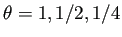 $ \theta=1,1/2,1/4$