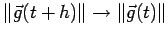 $ \left\Vert\vec g(t+h)\right\Vert\to\left\Vert\vec g(t)\right\Vert$